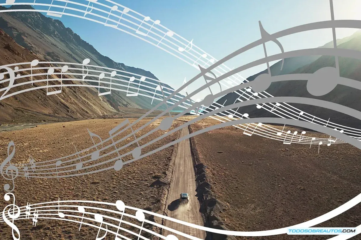 Representación visual del proceso de la IA de Kia Soundscapes analizando el entorno y generando música.