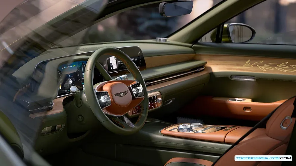 Interior del Genesis X Gran Coupé Concept, mostrando los detalles del diseño y los materiales.