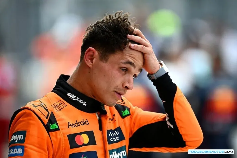 Lando Norris en su McLaren durante el GP de Miami, mostrando velocidad y buen rendimiento.