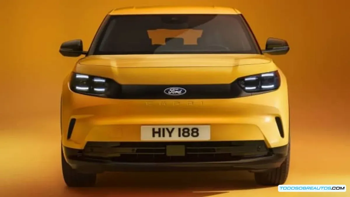 Imagen de un Ford Capri eléctrico, mostrando un diseño moderno y futurista, que evoca la estética del futuro Ford Fiesta eléctrico.