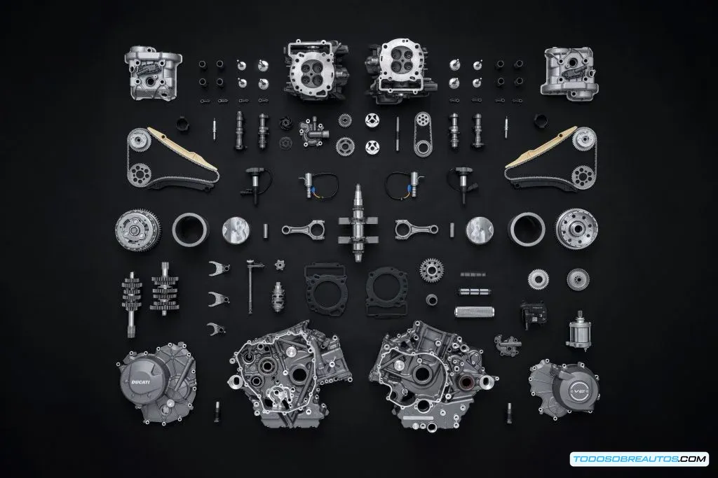 Detalle del nuevo motor bicilíndrico en V de la Ducati Panigale V2 2025.