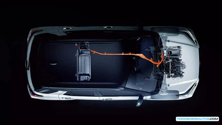 Diagrama del sistema híbrido EREV del Subaru Rex