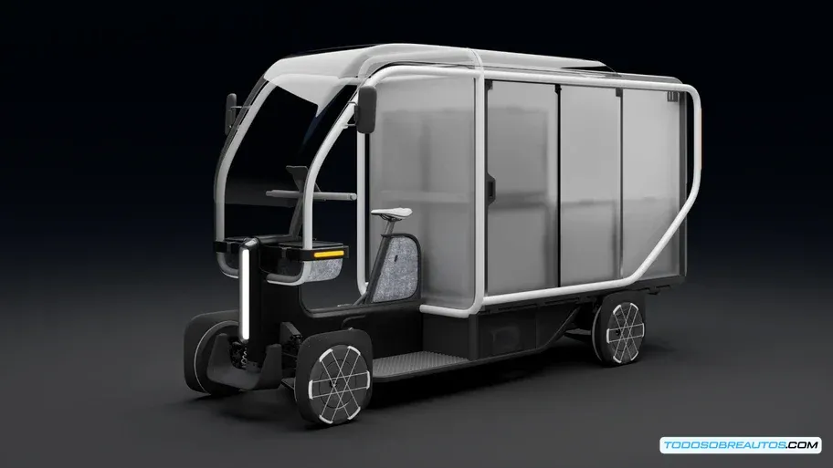 Vista detallada del diseño compacto y funcional del Honda Fastport eQuad.