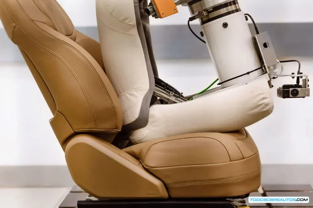 Robots KUKA probando la resistencia de un asiento de coche.