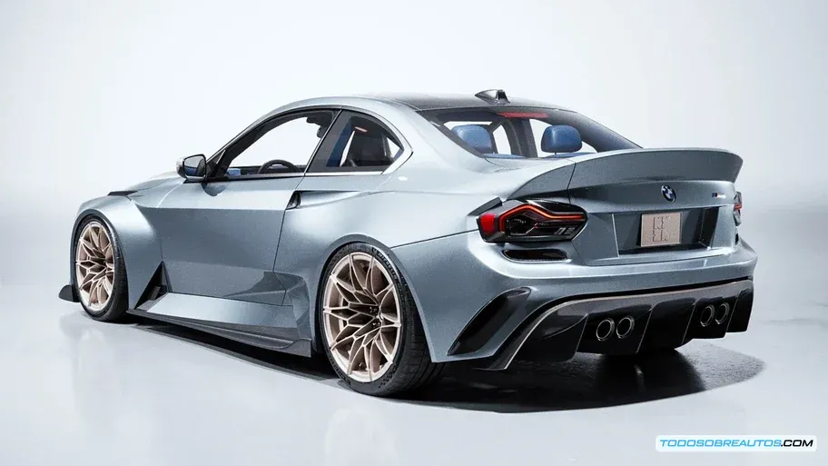 Detalle del diseño modificado del BMW M2 G87 por Khyzyl Saleem, mostrando las salpicaderas y entradas de aire.