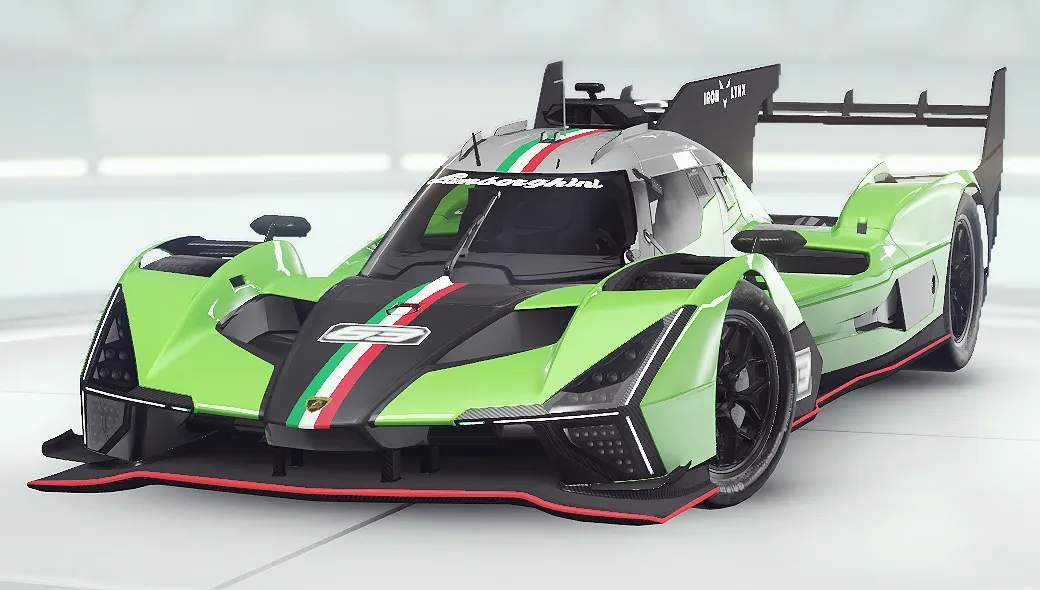Lamborghini SC63 de color verde, vehiculo rapido de la formula 1