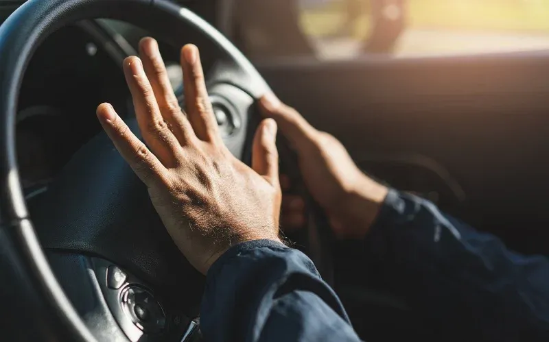 Imagen muestra la Sensaciones al Conducir tocando la bocina para evitar un choque