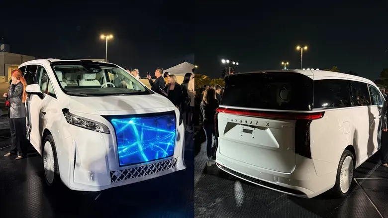 En Esta Imagen Podemos ver Faraday Future FX Super Parte Trasera y Frontal de este