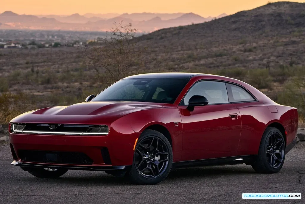 Un Dodge Charger Daytona eléctrico, mostrando su diseño moderno y deportivo.