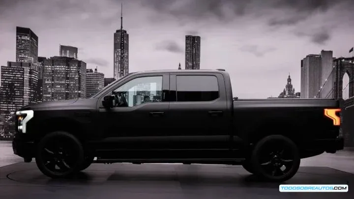 Ford F-150 Lightning Platinum Black Edition, vista lateral.