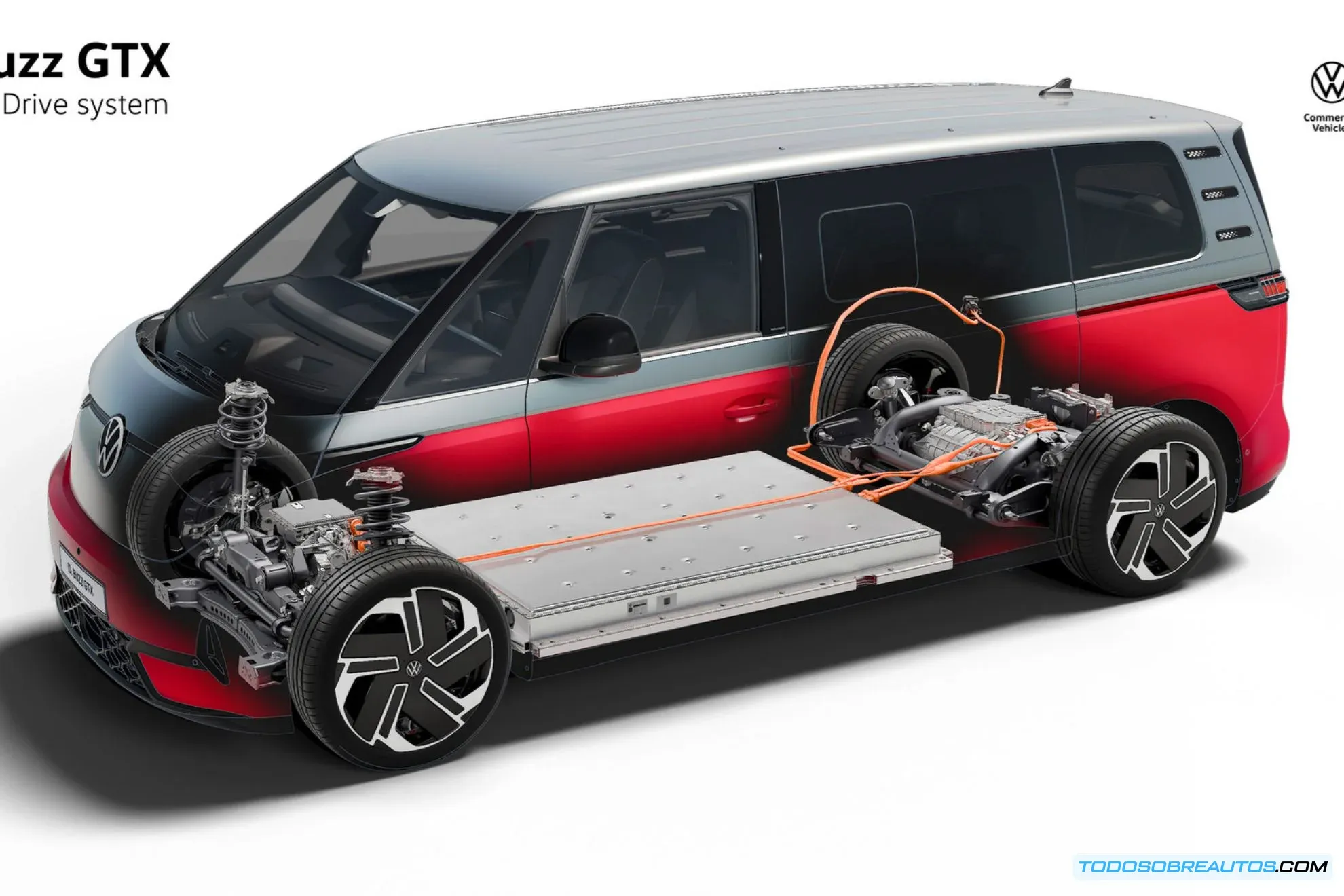 Interior del Volkswagen ID.Buzz GTX, mostrando los asientos de cuero, el techo solar y la iluminación ambiental.