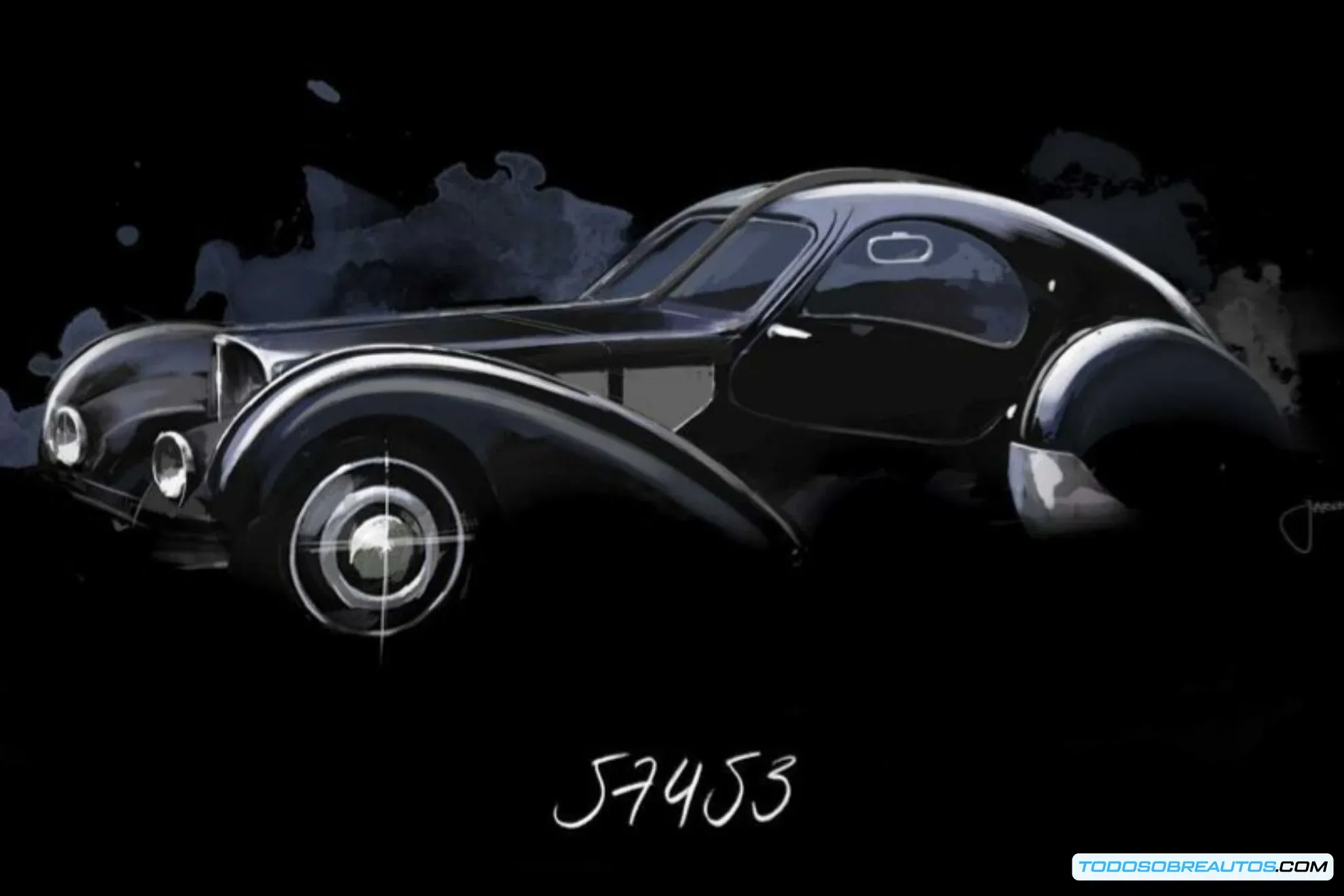 Detalle de la parte trasera de un Bugatti Type 57SC Atlantic mostrando su diseño aerodinámico.