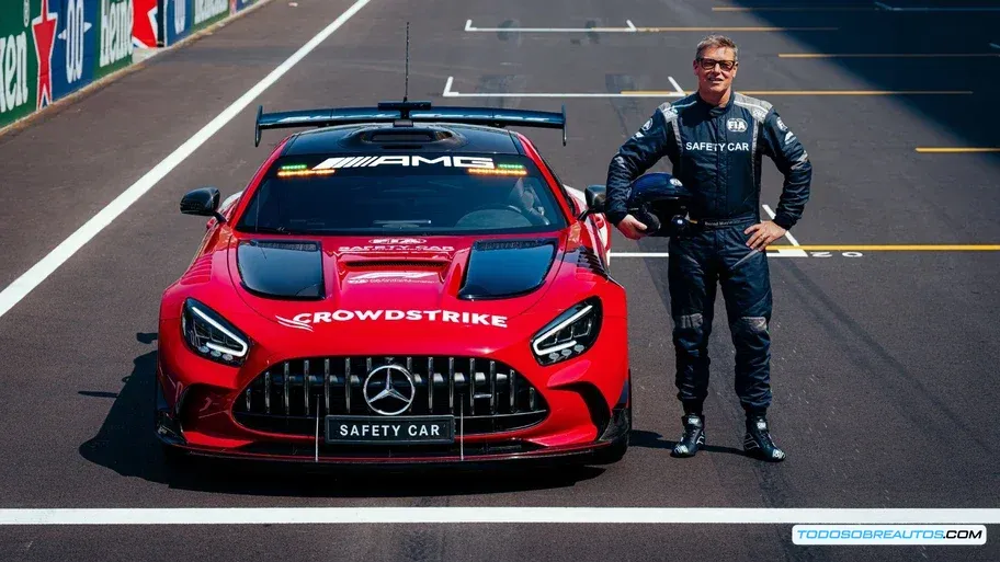 Detalle de las luces y el interior del Safety Car Mercedes-AMG.
