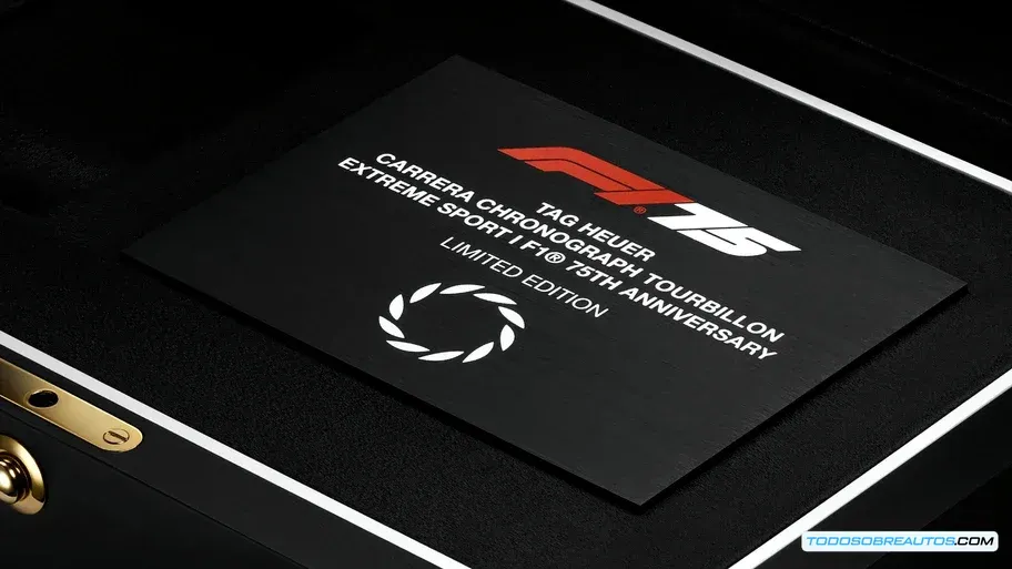 Vista de cerca del tourbillon del TAG Heuer Carrera F1 75 Aniversario Tourbillon.