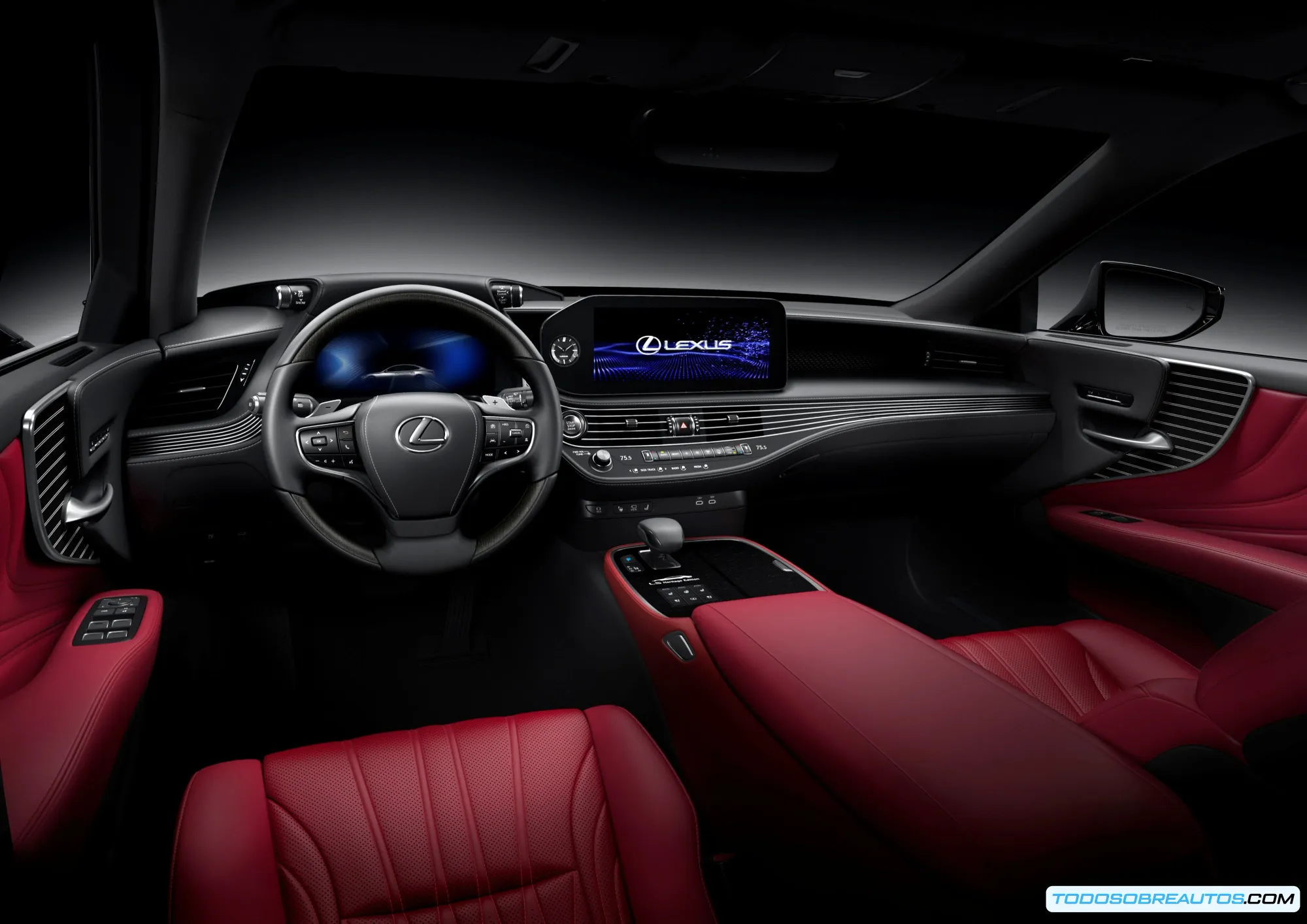 Detalle interior de la Lexus LS500 Heritage Edition, mostrando el lujo y la artesanía.