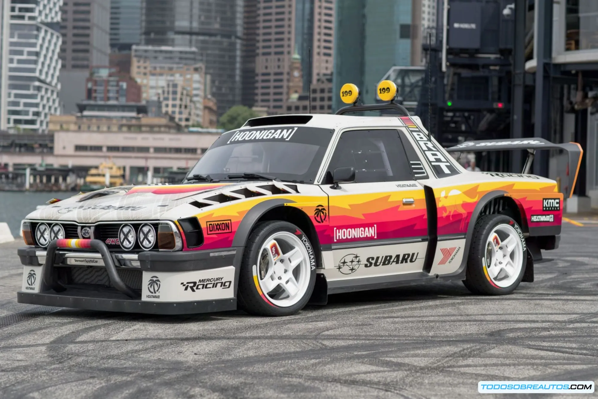 Detalle de los alerones activos del Subaru Brataroo 9500 Turbo.