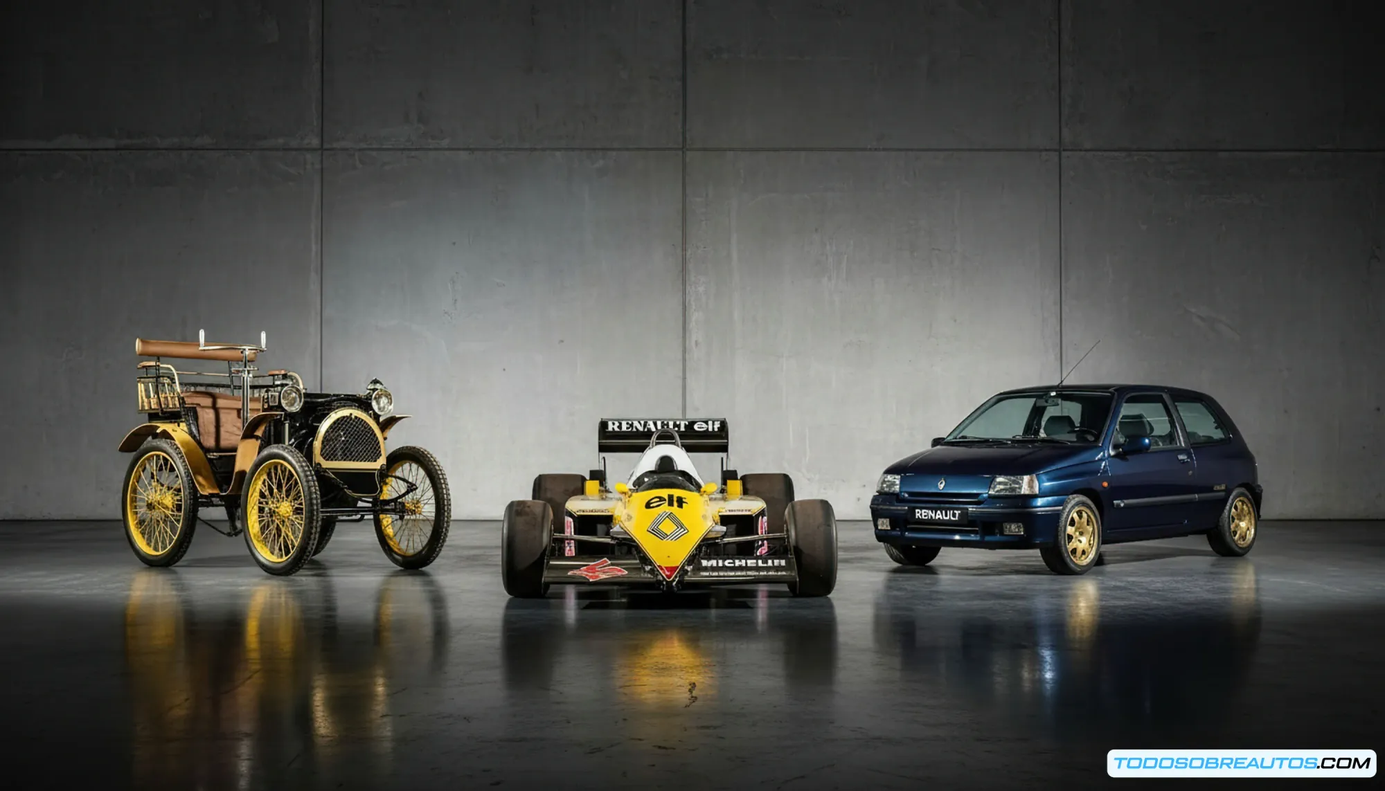 Variedad de vehículos Renault en la subasta.