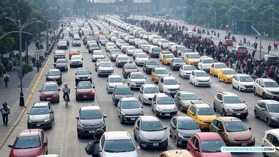 Conductor estresado en el tráfico