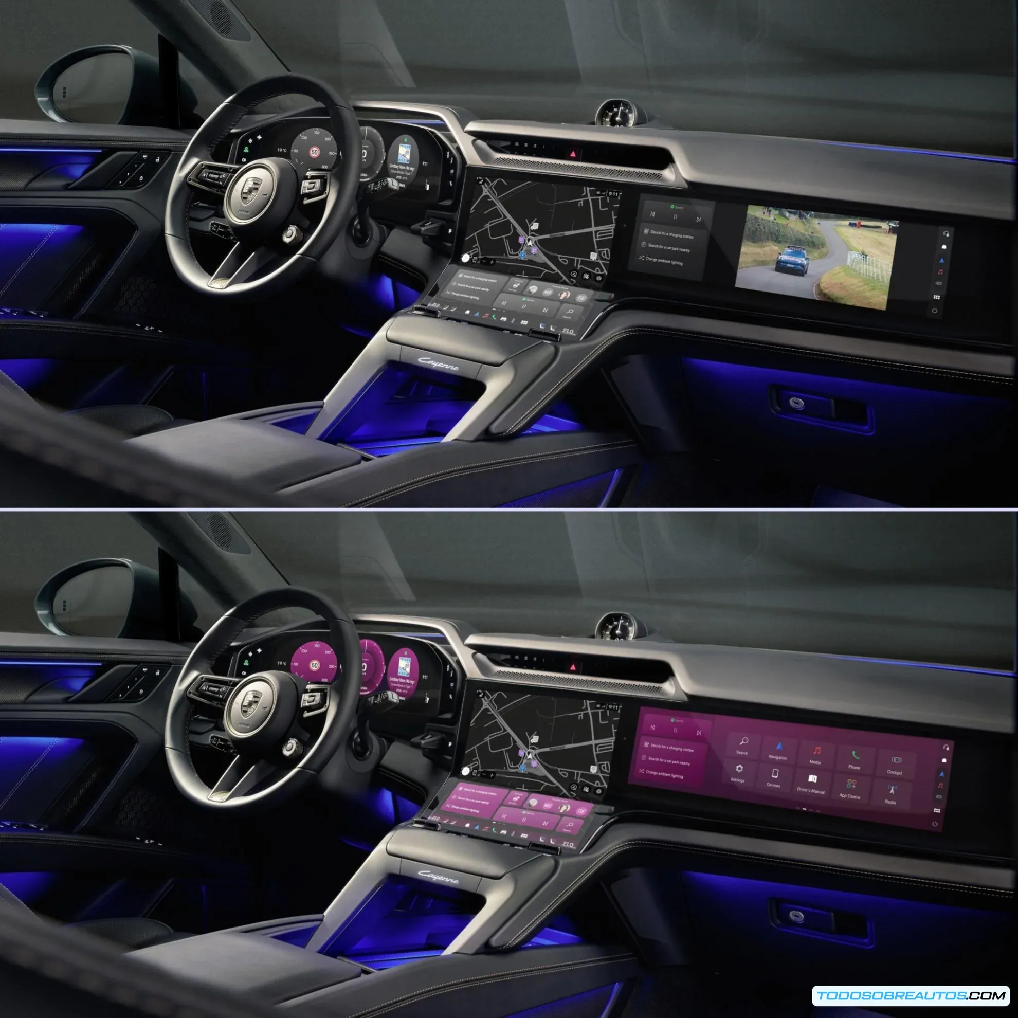 Pantalla del pasajero en el Porsche Cayenne Electric 2026.