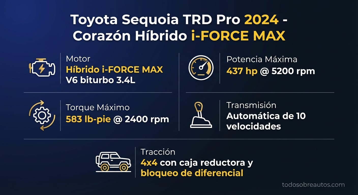 Infografía de especificaciones técnicas - Toyota Sequoia TRD Pro 2024