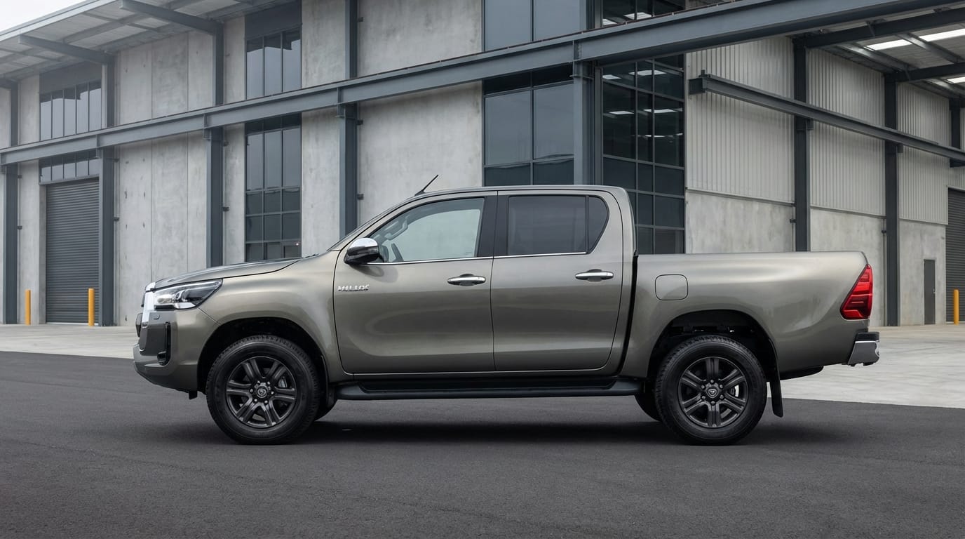 Toyota Hilux 2024 versión SR - Vista lateral mostrando su diseño robusto y llantas de aleación