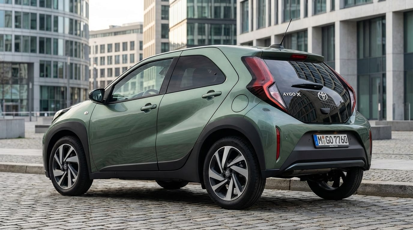 Toyota Aygo X Cross 2025 - Vista trasera en entorno urbano