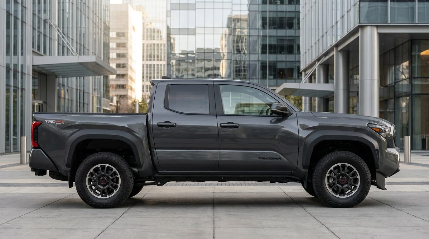 Toyota Tacoma 2025 TRD PRO HEV - Vista lateral en entorno urbano