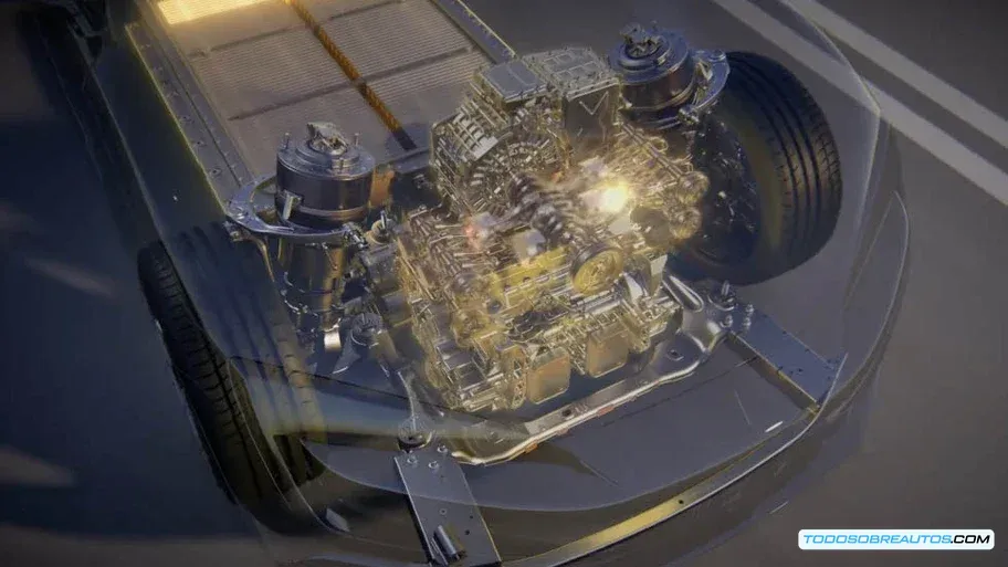 Vista interior del BYD Yangwang U7 mostrando panel de instrumentos digital, pantalla táctil central y volante multifunción con acabados en cuero y aluminio