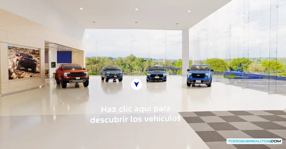 Interfaz del Ford Virtual Showroom - Plataforma de inmersión 360° para explorar vehículos Ford