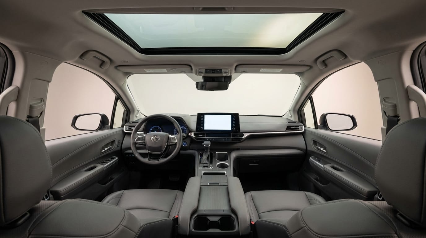 Toyota Sienna 2025 - Vista panorámica del interior y tablero