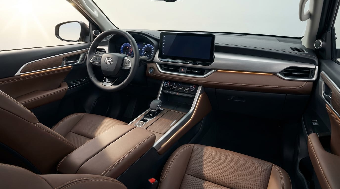 Toyota Fortuner 2026 - Interior de lujo con panel digital y asientos de cuero