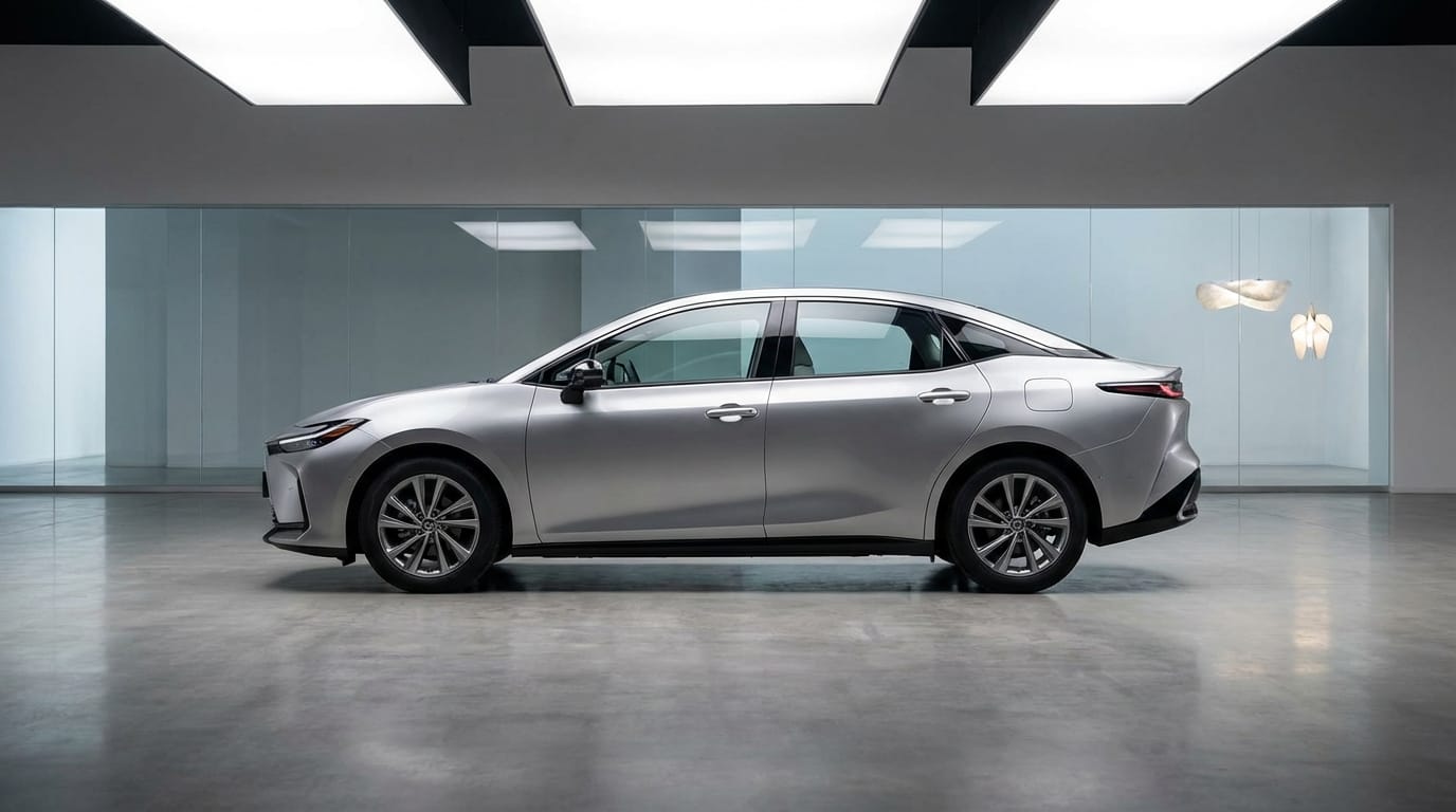 Toyota bZ5 - Vista lateral que muestra su diseño y proporciones de sedán segmento D