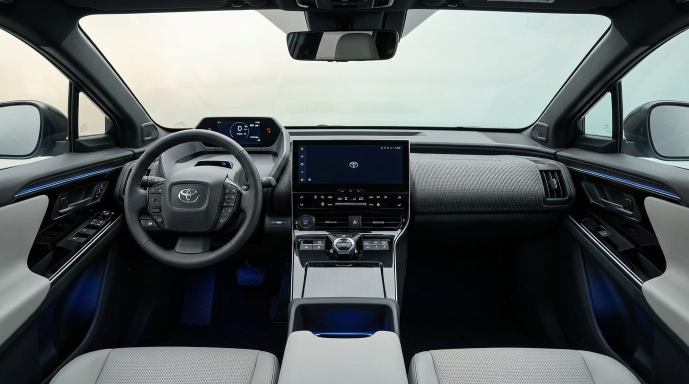 Toyota bZ5 - Interior moderno con pantalla táctil y cuadro de instrumentos digital