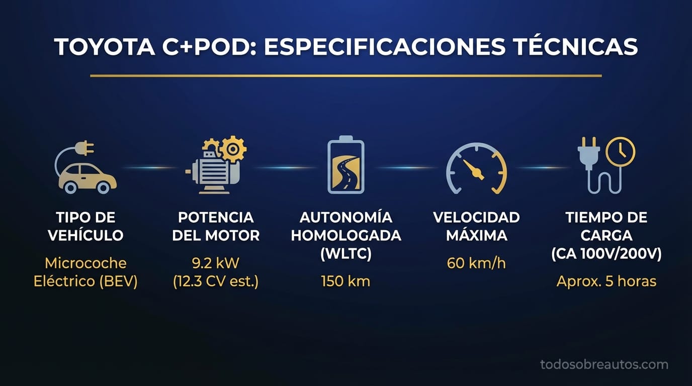 Infografía de especificaciones técnicas del Toyota C+Pod