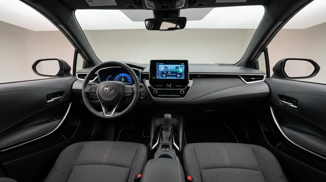 Toyota Corolla Híbrido 2024 - Interior moderno con pantalla del sistema híbrido