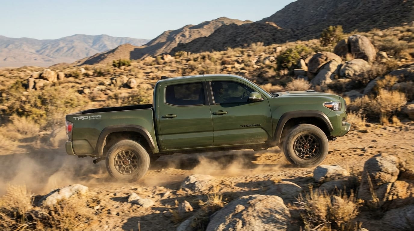 Toyota Tacoma TRD Pro 2019 en acción todoterreno - Vista lateral