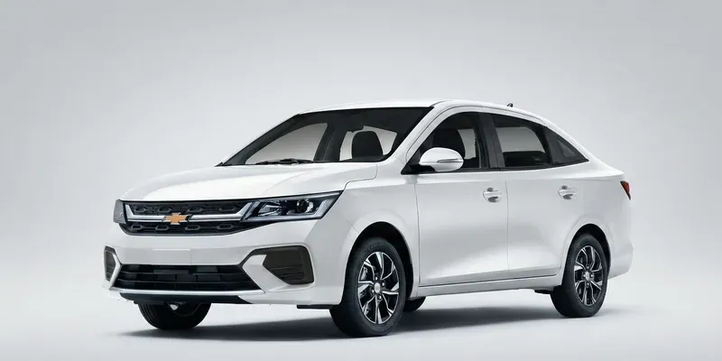 Chevrolet Aveo Sedán 2026 color blanco vista lateral