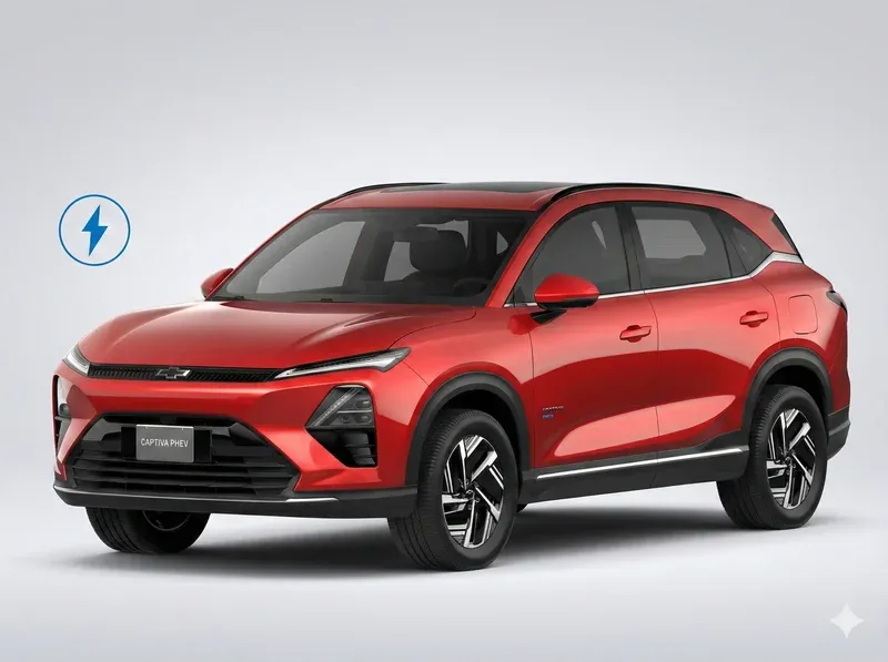 Chevrolet Captiva PHEV 2026 híbrida enchufable color rojo