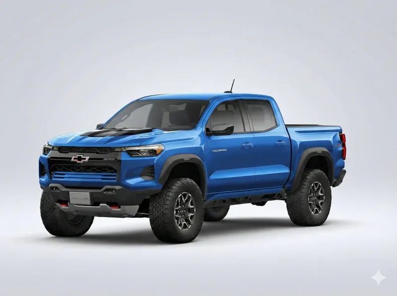 Chevrolet Colorado 2026 pickup mediana color azul vista frontal
