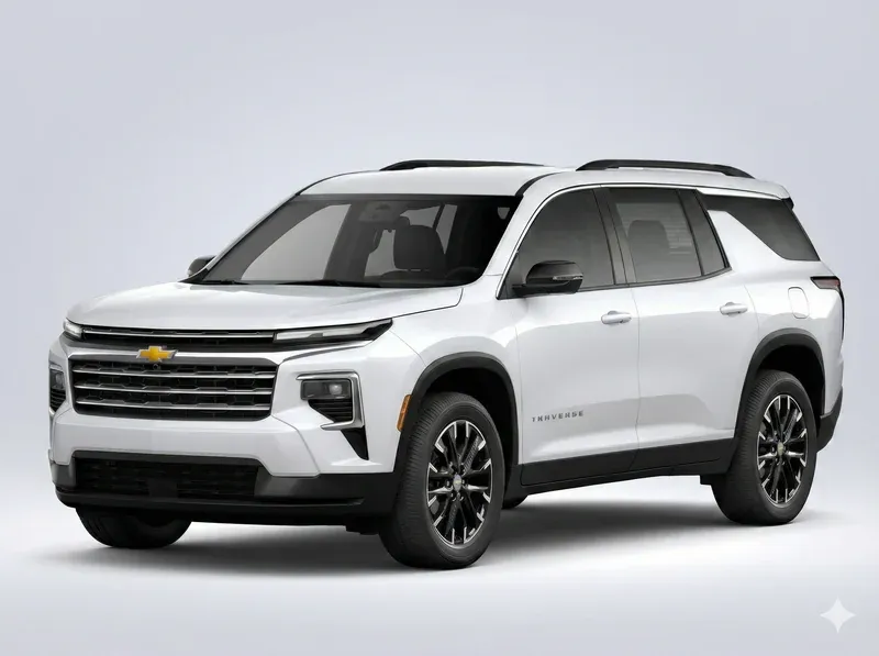 Chevrolet Traverse 2026 SUV familiar 7 pasajeros color blanco vista lateral