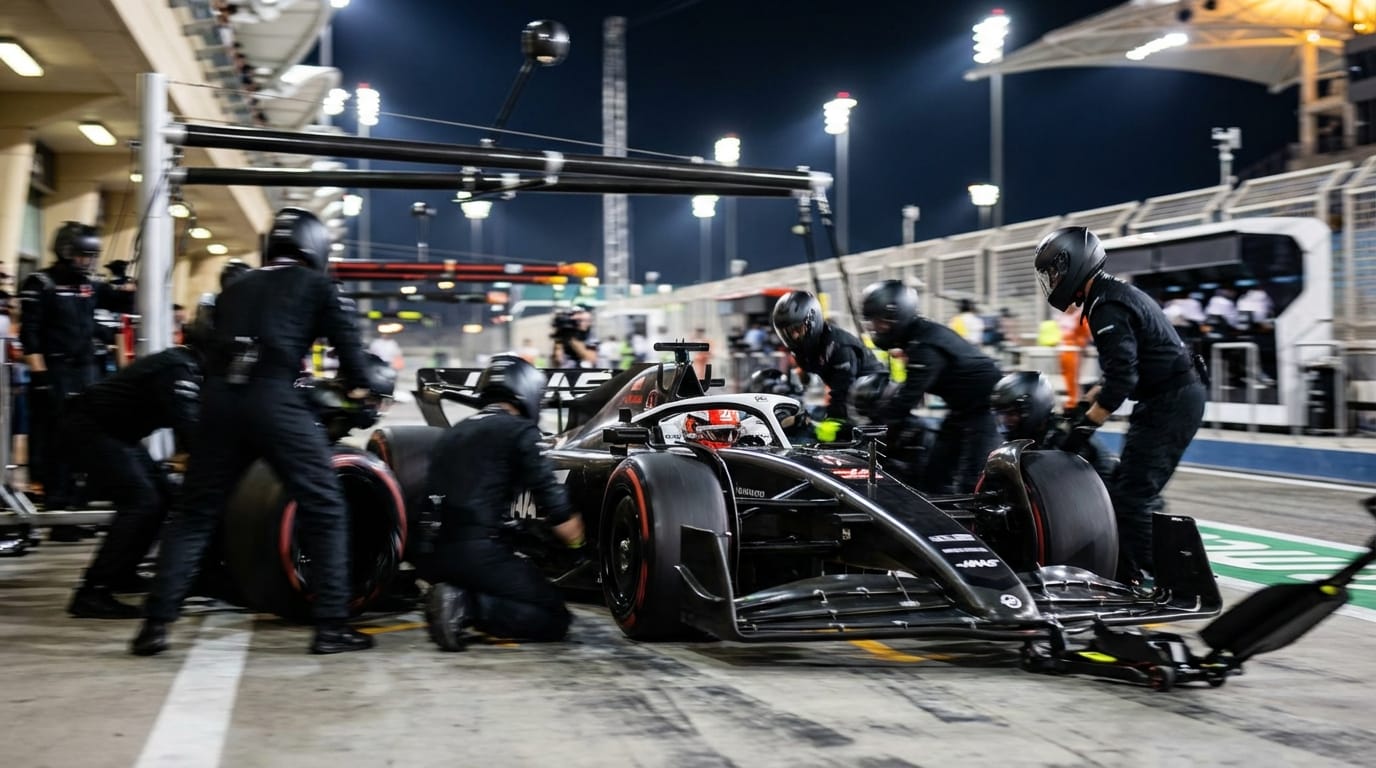 Acción en boxes del Haas F1 Team - Operación técnica y trabajo en equipo