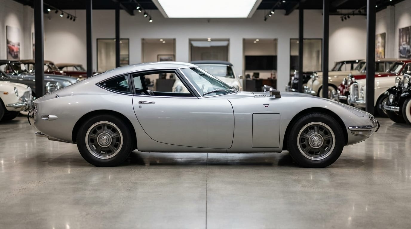 Toyota 2000 GT - Perfil lateral mostrando su diseño elegante y capó largo