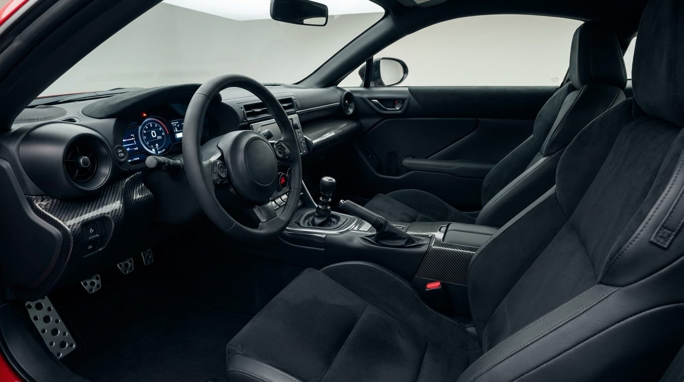 Toyota GR MR2 2027 - Interior deportivo con volante y palanca de cambios manual