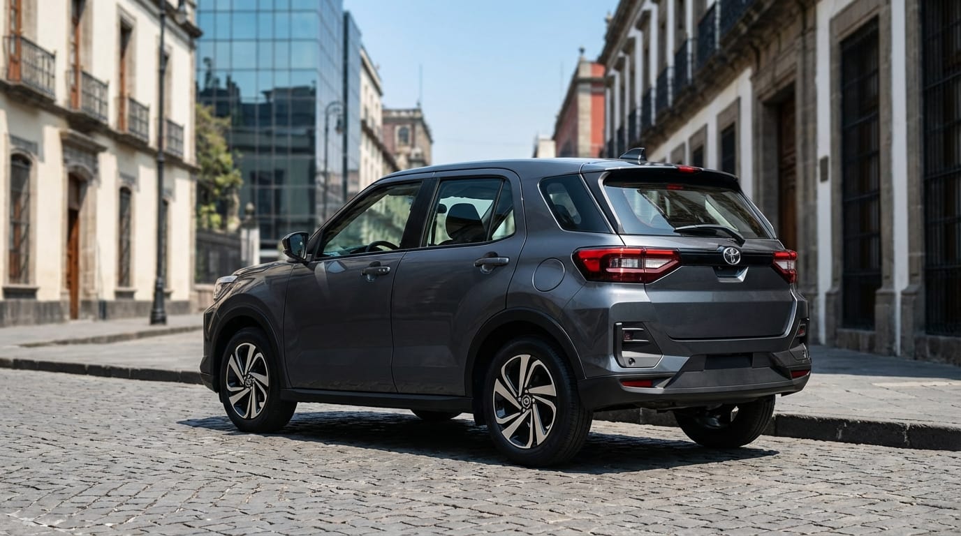 Toyota Raize 2025 - Vista trasera y lateral en entorno urbano