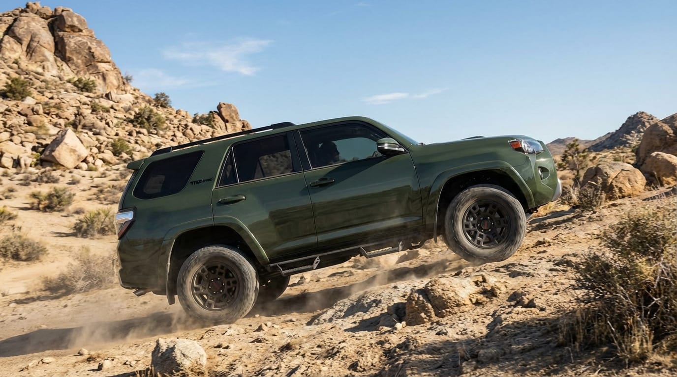 Toyota 4Runner TRD Pro 2025 demostrando capacidad off-road en terreno rocoso desértico
