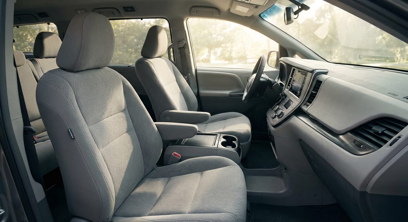 Interior familiar y utilitario del Toyota Sienna