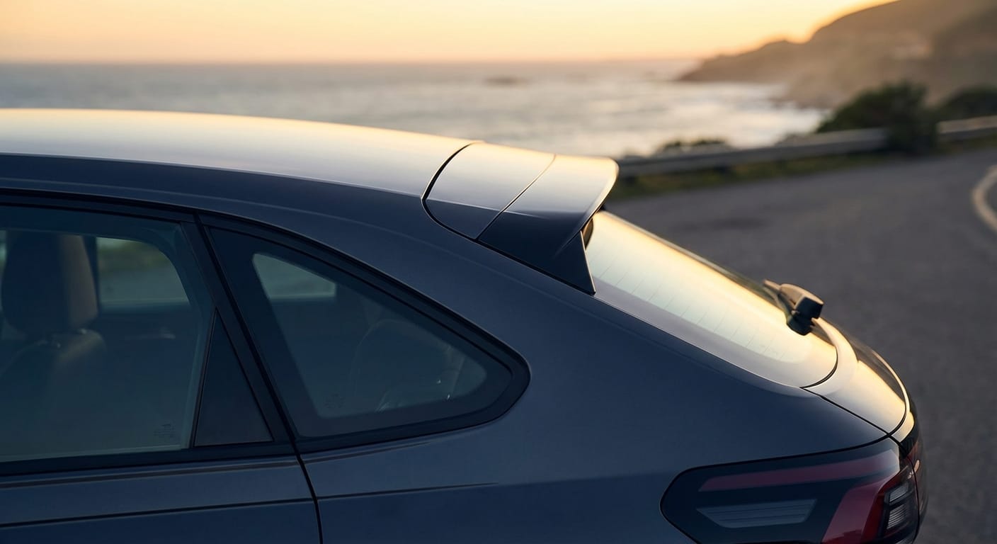 Detalle de la silueta coupé del Volkswagen Nivus 2026, mostrando el techo descendente