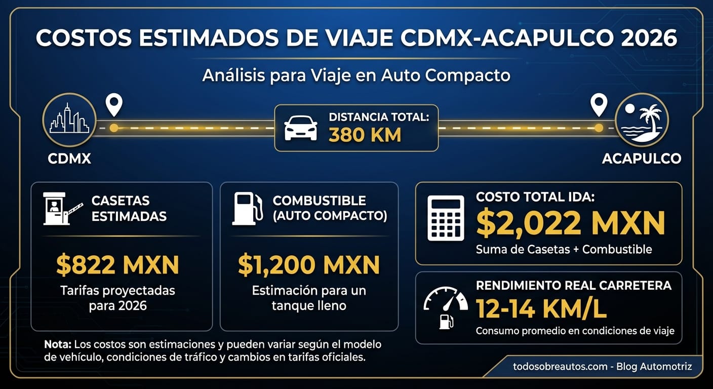 Infografía: Costos Estimados de Viaje CDMX-Acapulco 2026