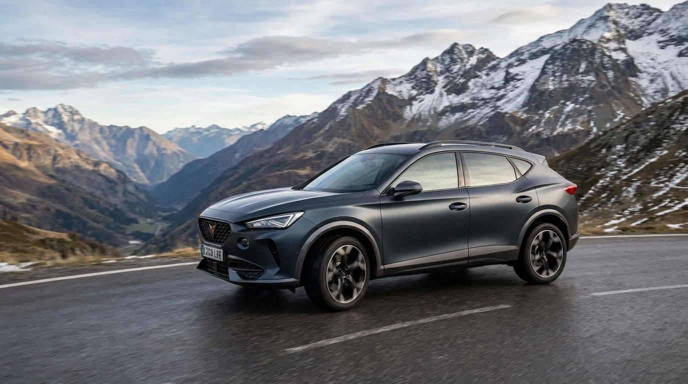 Cupra Formentor VZ 2025 tomando una curva en carretera de montaña