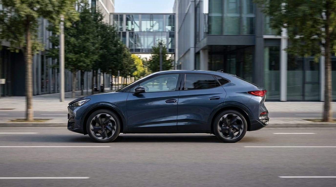 Perfil lateral del Cupra Tavascán mostrando su diseño deportivo tipo coupé